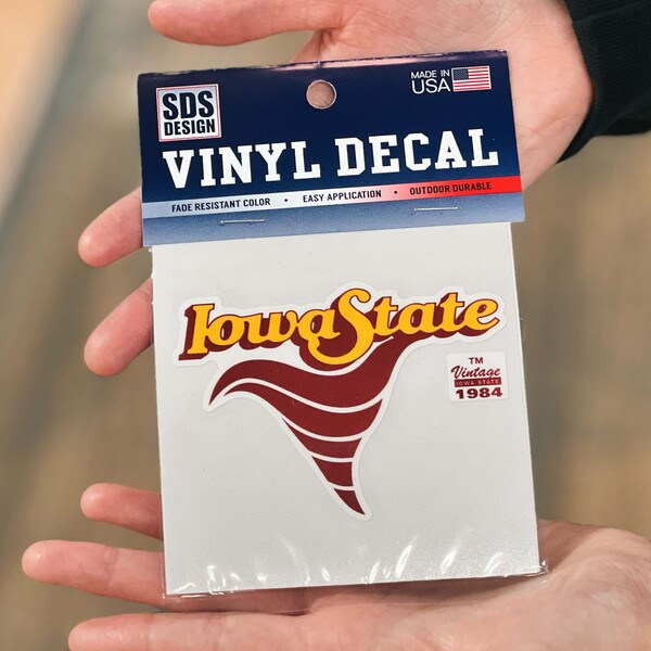 Vintage Iowa State Swirl Vinyl Decal (3"x3")